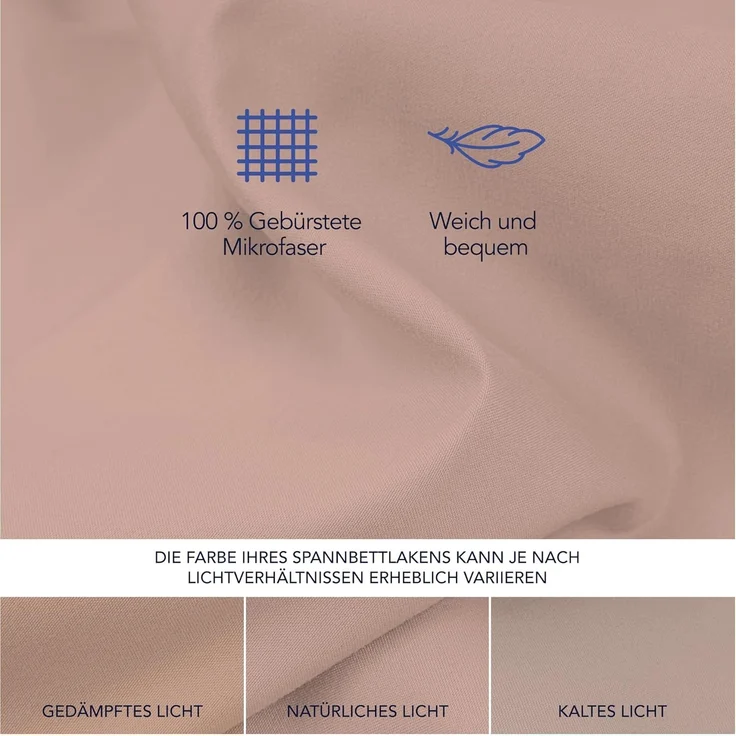 Dreamzie - Spannbettlaken 180x200 | Mikrofaser Weich - Für Dicke Matratzen - Oeko-Tex | Komfort, Atmungsaktivität, Pflegeleicht - Puderrosa – Bild 4