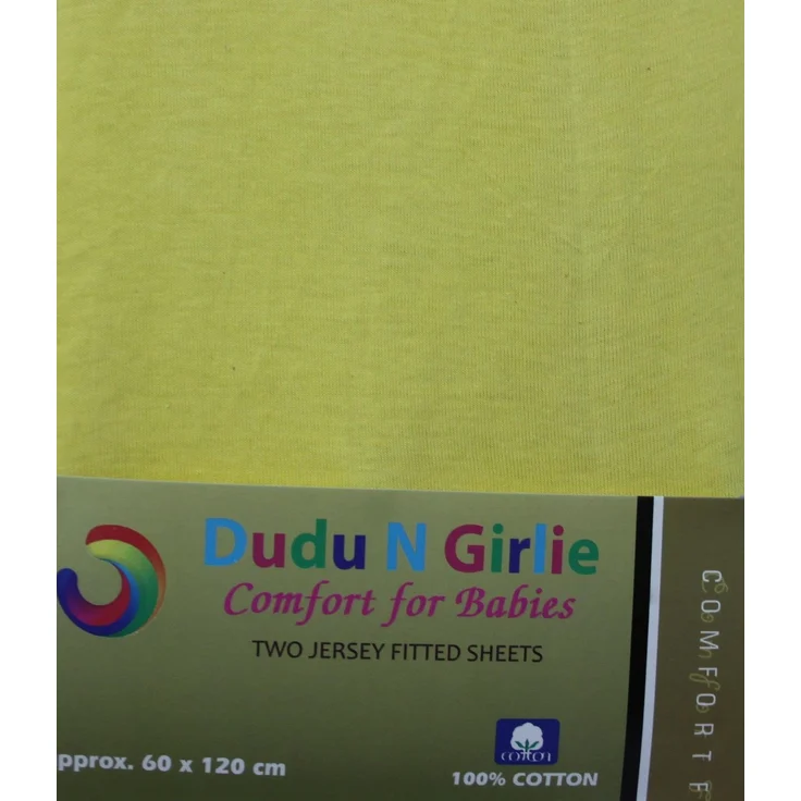 DuDu N Girlie Spannbetttuch Baumwolle Jersey Spannbettlaken Kinderbett, Gelb, 2 Stück
