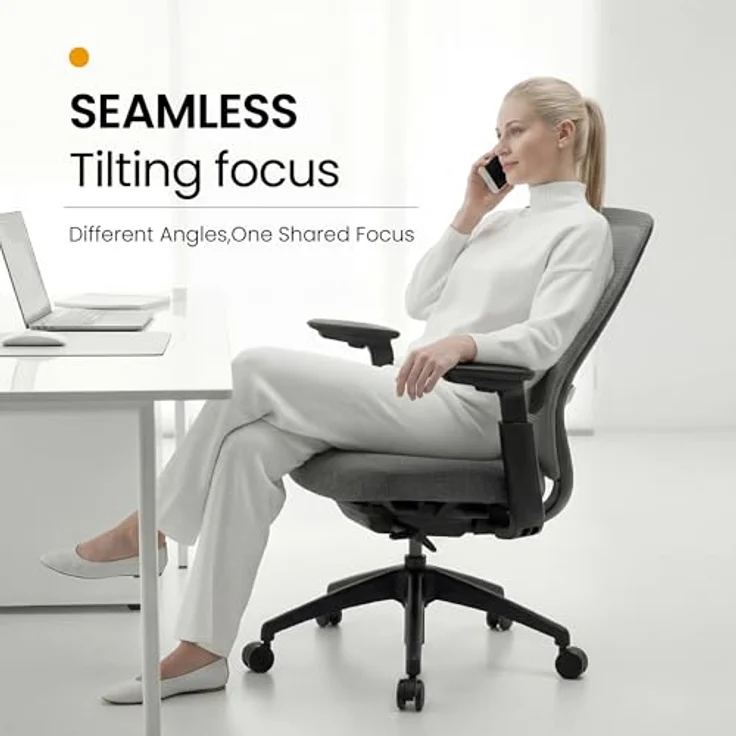 COLAMY Atlas Ergonomischer Bürostuhl Mesh, Schreibtischstuhl mit 4D-Armlehnen, Schiebesitz, Lendenstütze, Hoher Rückenlehne für Homeoffice,Dunkelgrau – Bild 7