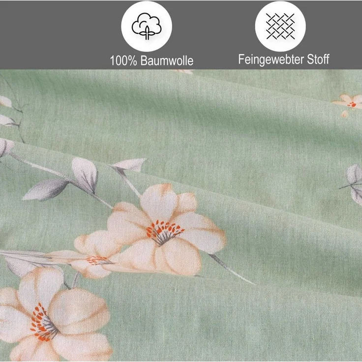 Buymax Bettwäsche Adalia, Aria, Renforcé, 3 teilig, Bettbezug-Set 200x200 cm 100% Baumwolle mit Reißverschluss hochwertig – Bild 3