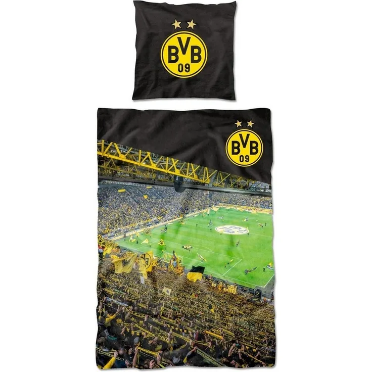 BVB Bettwäsche BVB-Bettwäsche Südtribüne (135 x 200 cm), Baumwolle, 2 teilig