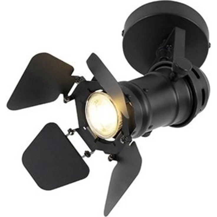 Qazqa LED Aufbaustrahler Movie, ohne Leuchtmittel, GU10, Schwarz, Industrie, Stahl, 1-flammig – Bild 4