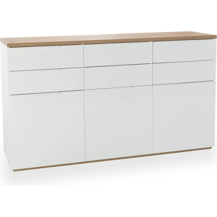 Sideboard 'MUNDI', Hochglanz Weiß-Eiche Riviera