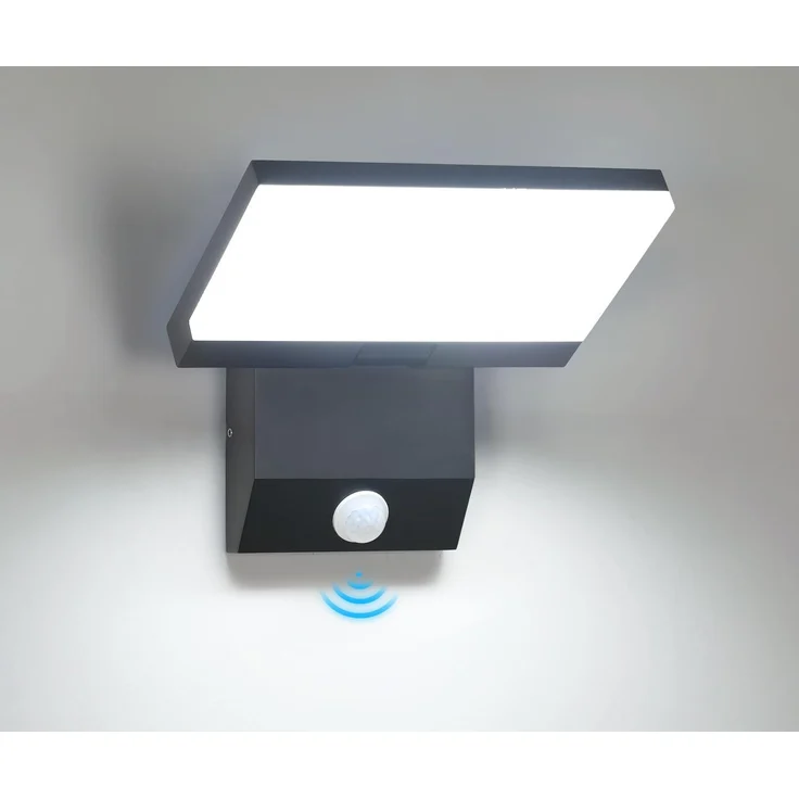 Comely LED Wandleuchte Aussen mit Bewegungsmelder, 24W 6500K Kaltweiß Aussenlampe Wand 180° Schwenkbar, IP65 Wasserdicht Außenwandleuchte Schwarz für Garten Terrasse Eingang Garage