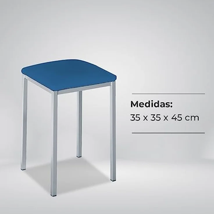 ASTIMESA - Gepolsterter Küchenhocker - Solide und Feste Struktur - Gestell Farbe Aluminium und Sitzfläche aus Kunstleder - Sitzfarbe: Blau, Lieferumfang: 2 Stück, Maße: 35 x 35 x 45 cm – Bild 7