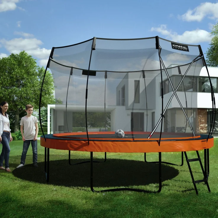 KINETIC SPORTS Trampolin Outdoor 'Ultimate Pro' Ø 244/305/366/427 cm – Kindertrampolin mit Leiter, Fieberglas-Netz, Gartentrampolin im Kürbis-Design, bis zu 160 kg – Bild 2