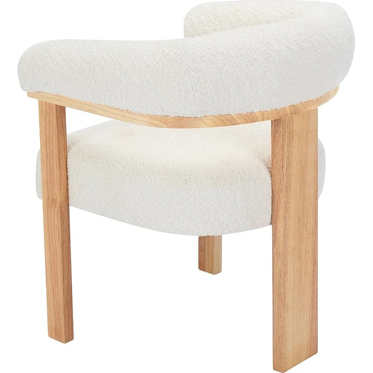Vente-unique - Stuhl mit Armlehnen - Bouclé-Stoff & Kautschukholz - Weiß & Holzfarben - LIVELIA von Pascal MORABITO – Bild 8