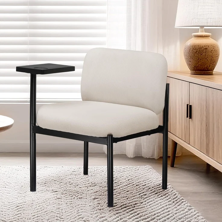 COMHOMA Loungesessel Sessel Relaxsessel Ohrensessel modern, Polsterstuhl mit Metallbeinen, Einzelsofa für Wohnzimmer/Schlafzimmer/Garten, Beige – Bild 2