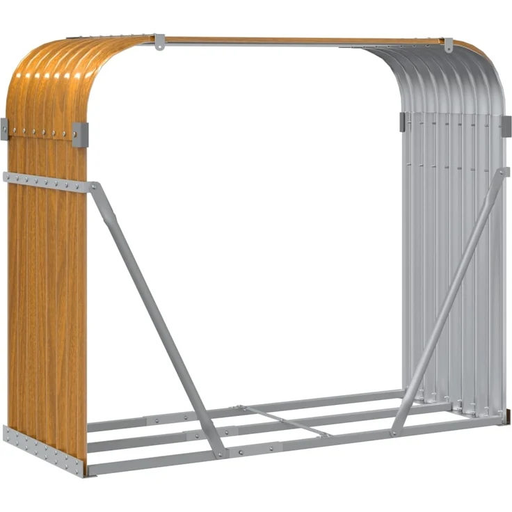 vidaXL Kaminholzunterstand Holzoptik 120x45x100 cm Verzinkter Stahl 364583 – Bild 5