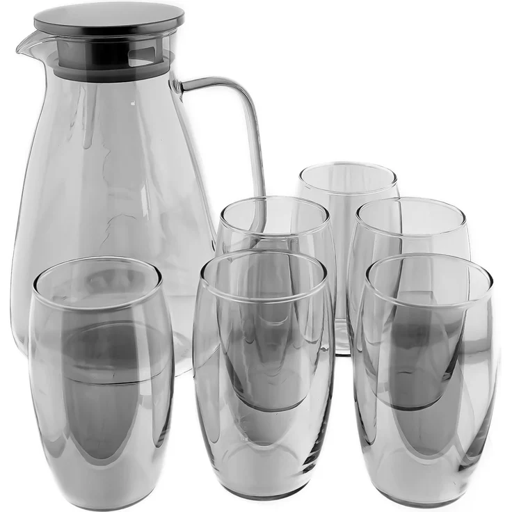 7-tlg. Karaffen-Set aus Glas - 1,95 L Karaffe & 6 Gläsern - 330 ml – Bild 4
