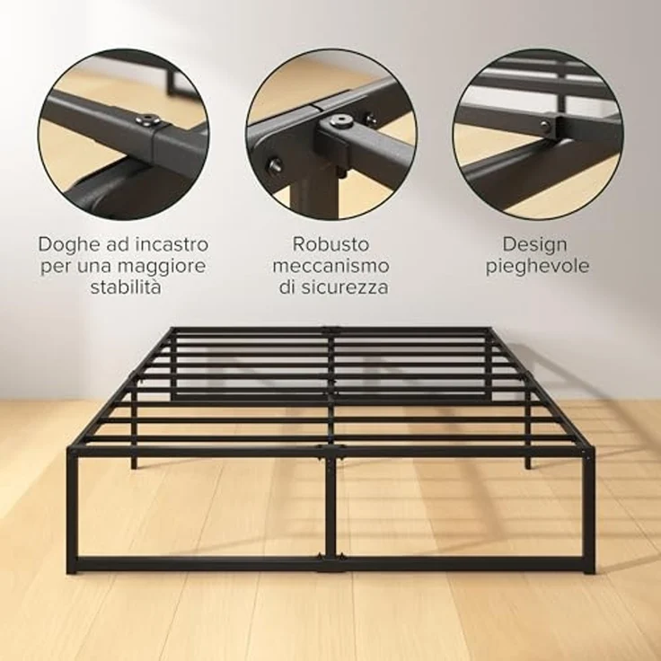 Zinus Lorelai Bett 160x190 cm – Bettgestell 36 cm hoch mit Stauraum unter dem Bett – Plattformbett aus Metall – Schwarz – Bild 6