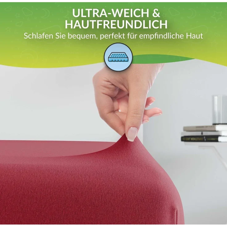 etérea Comfort Jersey Spannbettlaken Kirsche 140x200 cm - 160x200 cm – Bild 3
