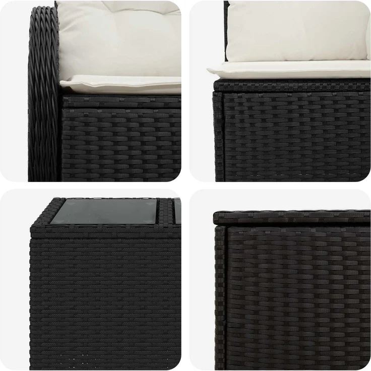 vidaXL Sofa Set 8 stk. Schwarz und Cremeweiß Polyrattan und Stahl 3448045 – Bild 8