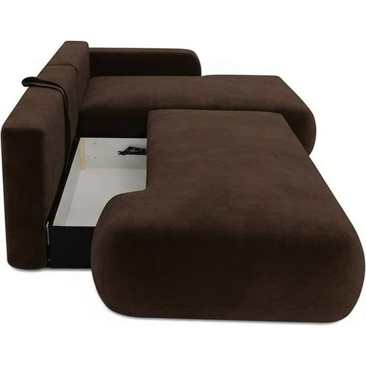 Wohnero24 Ecksofa FIRELLI Rechts 300×190 cm – Modernes Schlafsofa mit Bettkasten – Weicher Velours Stoff Braun – Schlaffläche 225×140 cm – Bild 5