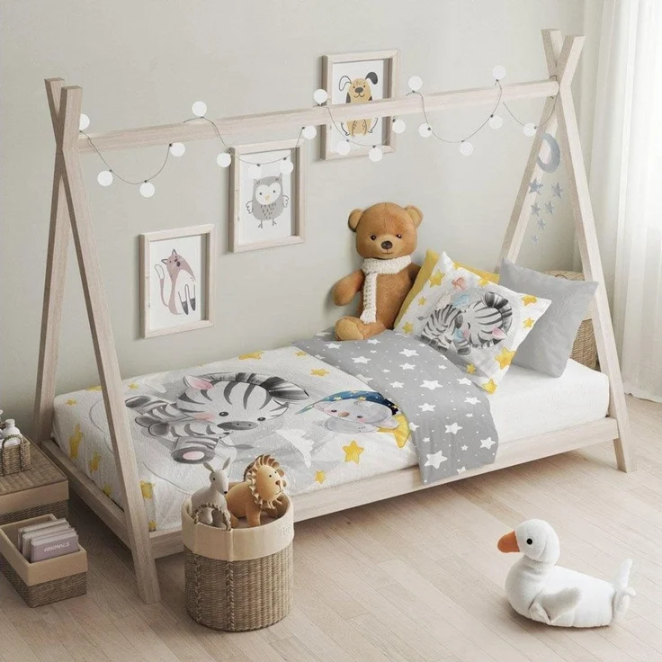 texpot Bettwäsche Kinderbettwäsche Zebra bedruckt Garnitur, 2 teilig – Bild 1