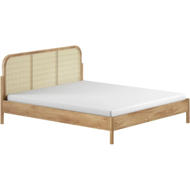 Doppelbett Olive 180 x 200 cm Eiche MDF Rattan Natur – Bild 1