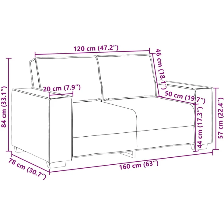vidaXL Zweisitzer-Sofa Schwarz 160 cm Kunstleder 4105050 – Bild 7