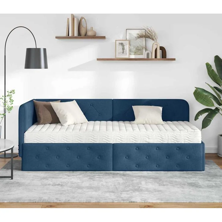 vidaXL Eckbettgestell Blau 80 x 200 cm Stoff 3394036 – Bild 3
