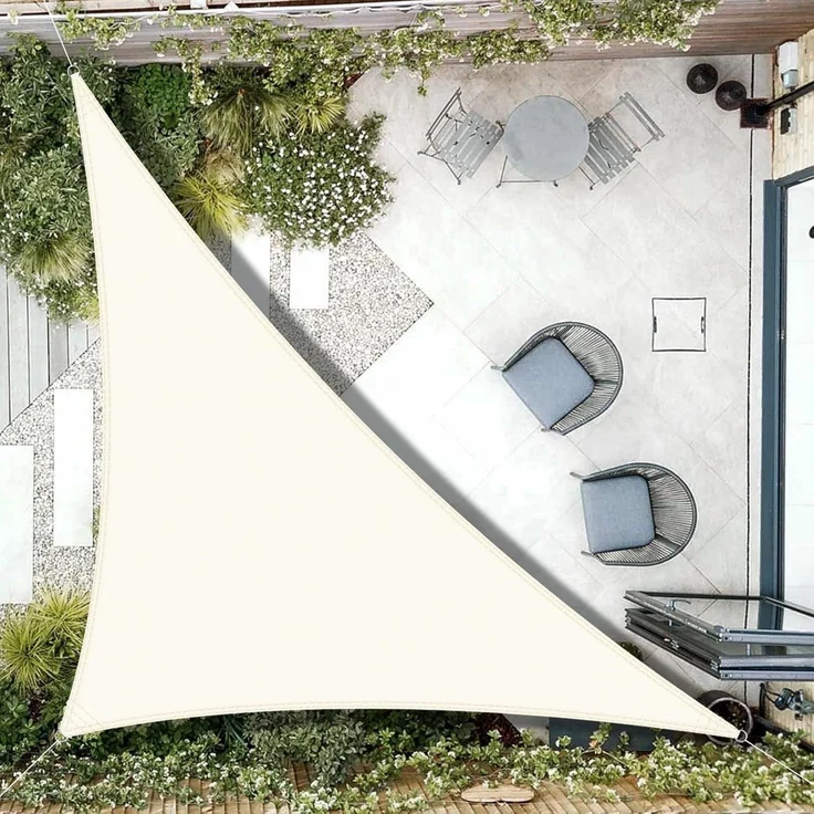 AXT SHADE Sonnensegel Wasserdicht Dreieck Rechtwinklig 5 x 5 x 7 m Wetterschutz Sonnenschutz PES Polyester mit UV Schutz für Terrasse Balkon Garten-Creme(Wir Machen Sondergrößen) – Bild 1