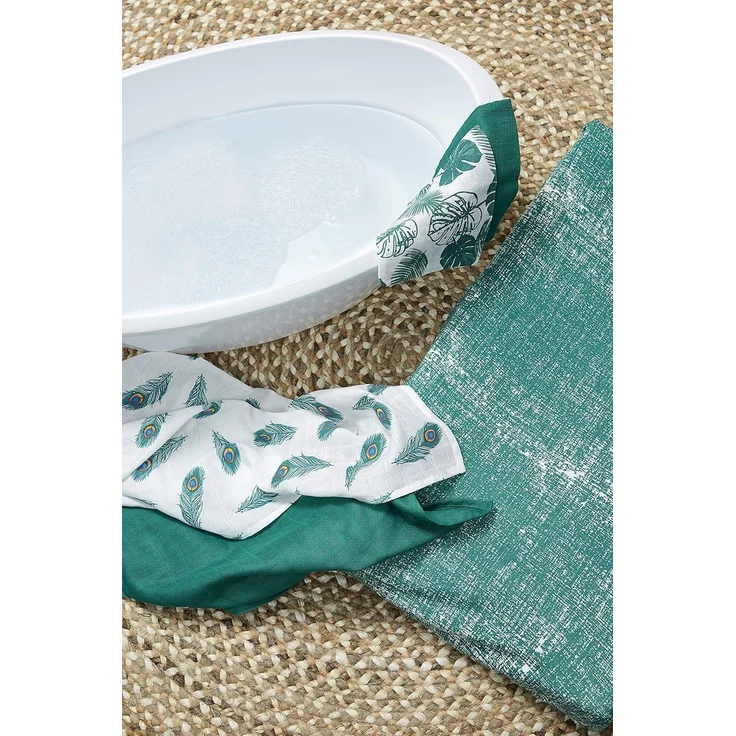 Meyco Baby Fine Lines Wickelauflagenbezug (weich und hautfreundlich, aus 100% Baumwolle, waschbar, einfache Pflege, trocknergeeignet, Größe: 50x70 cm), Smaragdgrün – Bild 3