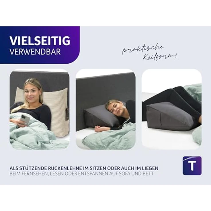 Traumnacht Cozy Rückenkissen, Lesekissen, 70x40 cm, beige, Abnehmbarer,waschbarer Bezug aus gemütlichem Kord, praktisches Seitenfach, Öko-Tex Zertifiziert, produziert nach deutschem Qualitätsstandard – Bild 6