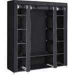 'LSF03H' Stoffschrank XXL mit Kleiderstange, schwarz, 175 x 150 x 45 cm