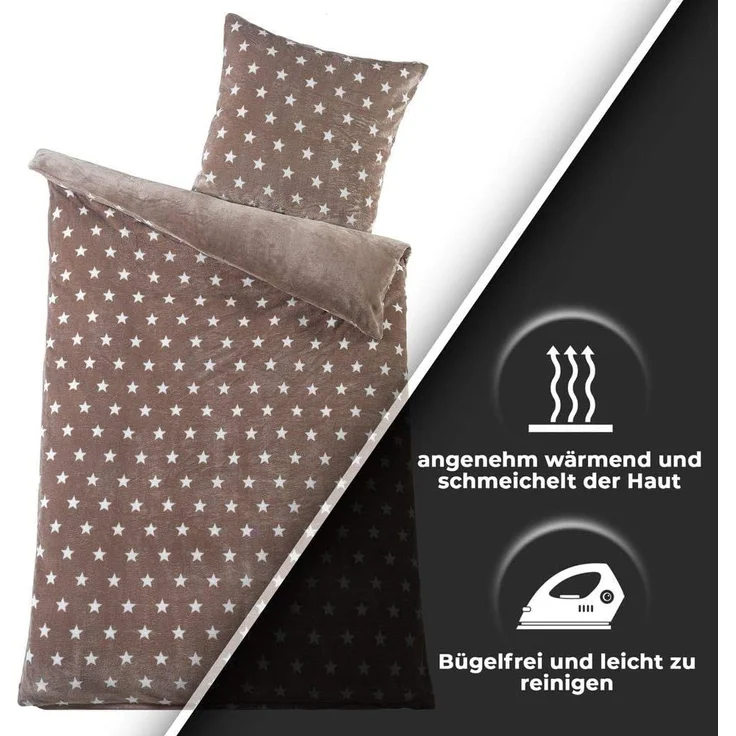 Malika Wendebettwäsche 155x220 + 80x80 cm Cashmere Touch Sterne Bettwäsche, atmungsaktiv, Mikrofaser, 2 teilig, Für Allergiker geeignet, pflegeleicht, angenehm weicher Stoff – Bild 5
