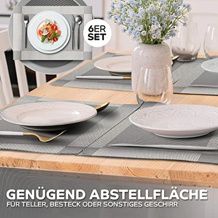 Loco Bird Platzset rechteckig aus PVC, (Tischset Abwischbar PVC-Untersetzer, 6-St, Waschbare Tischuntersetzer Platzdeckchen), Untersetzer PVC-Matte – Bild 5