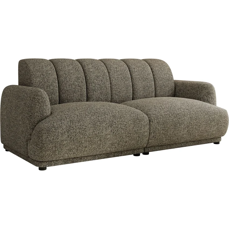 Modernes 3-Sitzer Design Sofa GERRA, feststehende Couch mit ergonomischer HR-Schaum Rückenlehne, hochwertige Wellenfederung, stabiler Massivholzrahmen, Luxus-Optik - Grau Strukture – Bild 5