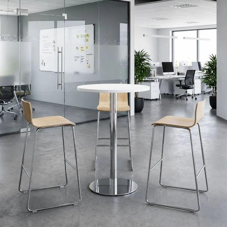 bümö Stehtisch Büro, Bistrotisch rund 80x80 cm in graphit, Gestell: Graphit - Bartisch, Stehtisch Holz-Platte, Säule aus Metall, Buffettisch, Säulentisch, Partytisch, Thekentisch, Barmöbel, STH08-G-G – Bild 10