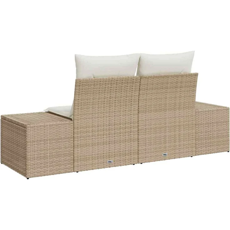 vidaXL Gartensofa mit Kissen Beige 184 x 62 x 69 cm Poly-Rattan 42006806 – Bild 3
