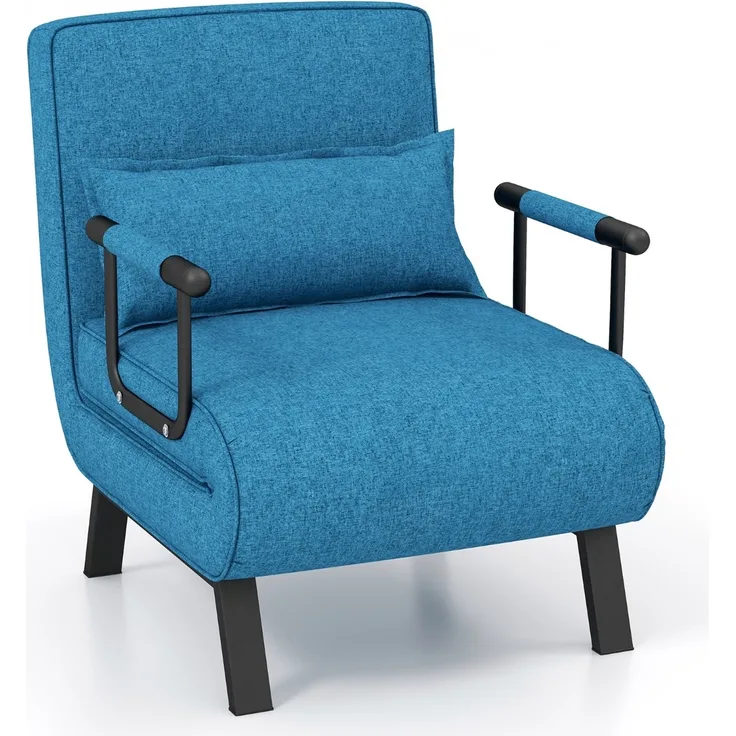 4 in 1 Schlafsessel Klappbar Schlafsofa mit 5 Stufig Verstellbarer Rückenlehne Blau