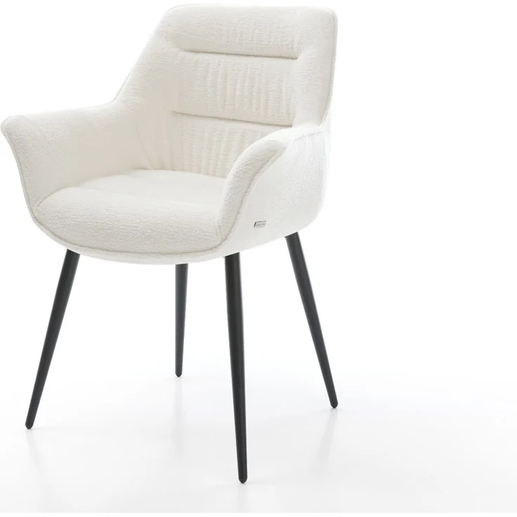 Esszimmerstuhl Kaira-Flex Bouclé Soft Beige 4-Fuß konisch Schwarz – Bild 1