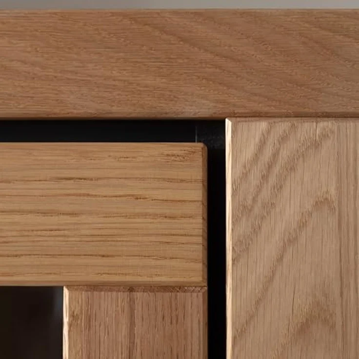 Lomadox Highboard GIUSTINO-06, Eiche teilmassiv geölt, Massivholzfronten, LED-Beleuchtung – Bild 5