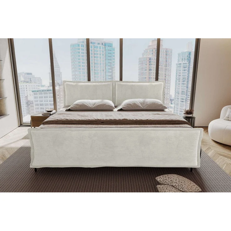 99rooms Vero Plus Familienbett Boxspringbett 260×200 cm Cordstoff POSO Greige – Bild 1