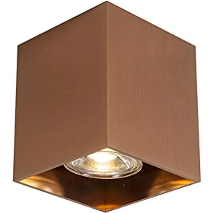 Qazqa Qubo Deckenstrahler, Kupfer, max. 50W, GU10 Fassung, dimmbar, 8.3cm, ideal für Wohnzimmer und Küche