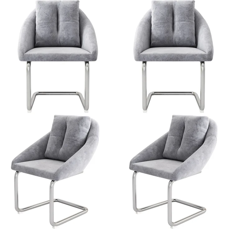 Esszimmerstuhl 4er-Set, Samtbezug, ergonomisch, Grau,82*59*65 cm – Bild 3