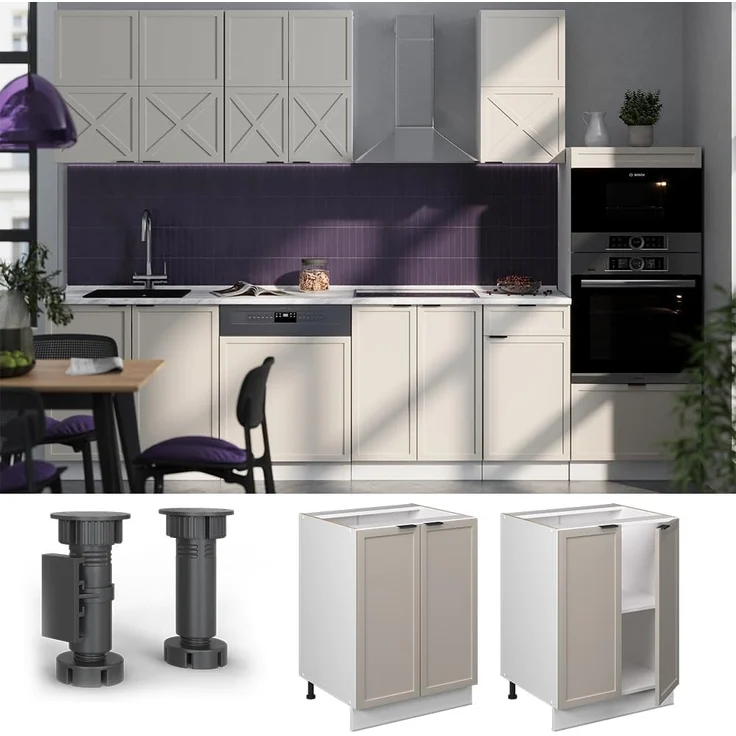 Küchenunterschrank Fame-Line GrauBeige 60 cm , AP Anthrazit Vicco – Bild 5