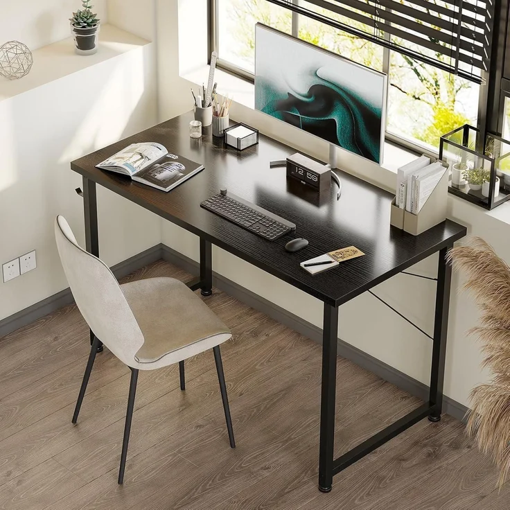 ODK Klein Schreibtisch Schwarz 100×48×74cm Computertisch Bürotisch mit – Bild 5