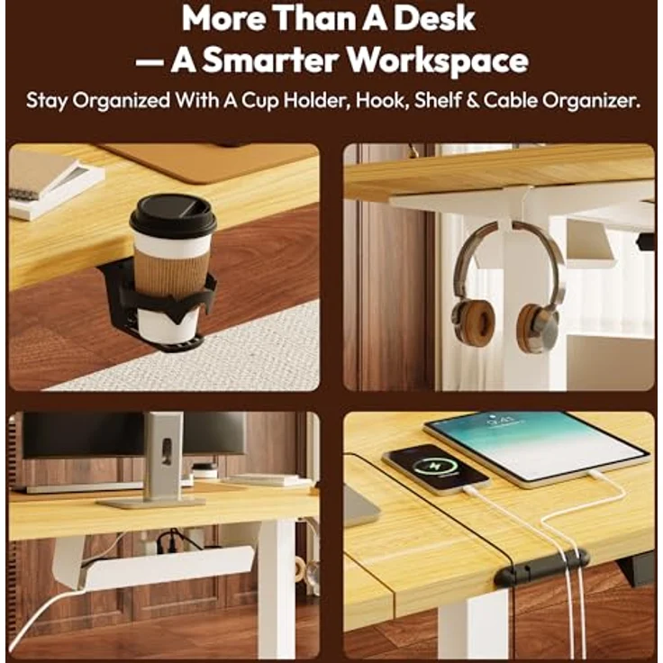 SANODESK Höhenverstellbarer Schreibtisch 110x60 cm mit KOMPLETTE TISCHPLATTE Schreibtisch Höhenverstellbar Elektrisch Ergonomischer Steh-Sitz Tisch Computertisch für Heimbüro Homeoffice(ahorn) – Bild 9