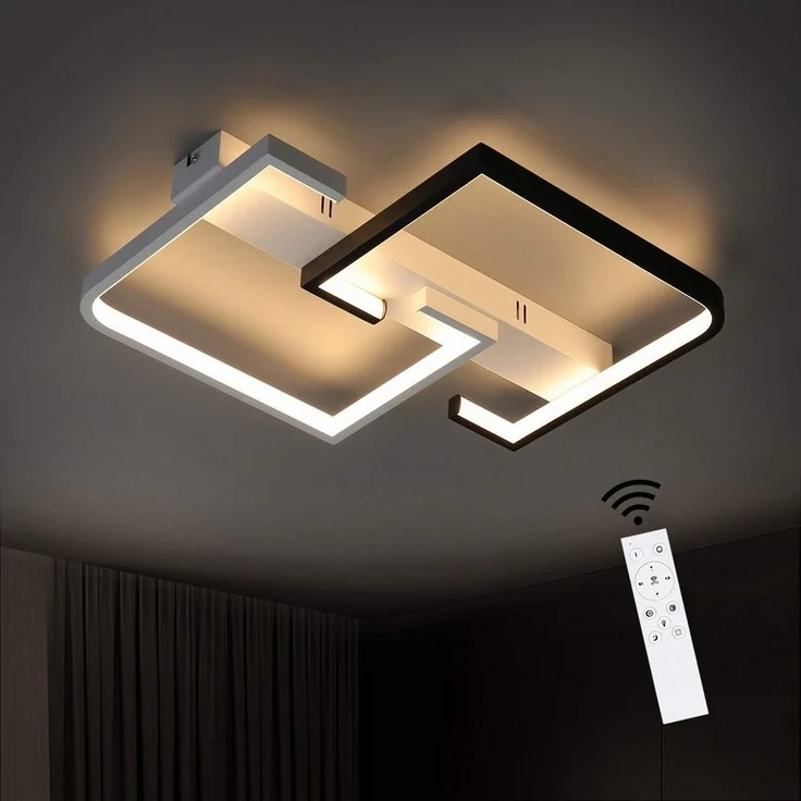 Nettlife LED Deckenleuchte Schwarz Dimmbar Fernbedienung 35W deckenlampe, LED fest integriert, Warmweiß, Neutralweiß, Kaltweiß – Bild 1