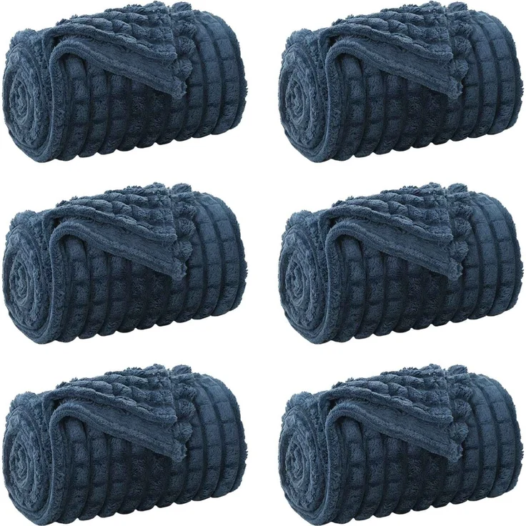 vidaXL Wohndecken 6 stk. Marineblau 95 x 220 cm 2,75 kg Fleece 42016957 – Bild 2