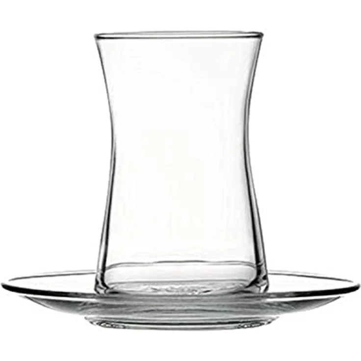 Pasabahce Schüssel Pasabahce Heybeli Teeglas mit Untertasse 160 ml 6er Set, Glas, (Set) – Bild 1