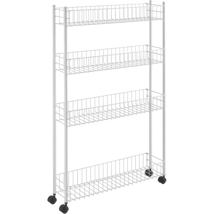 METALTEX 341434014 Fino Allzweckwagen, 4 Etg. 60x16x95 cm plastifiziert / Rollregal extra schmal