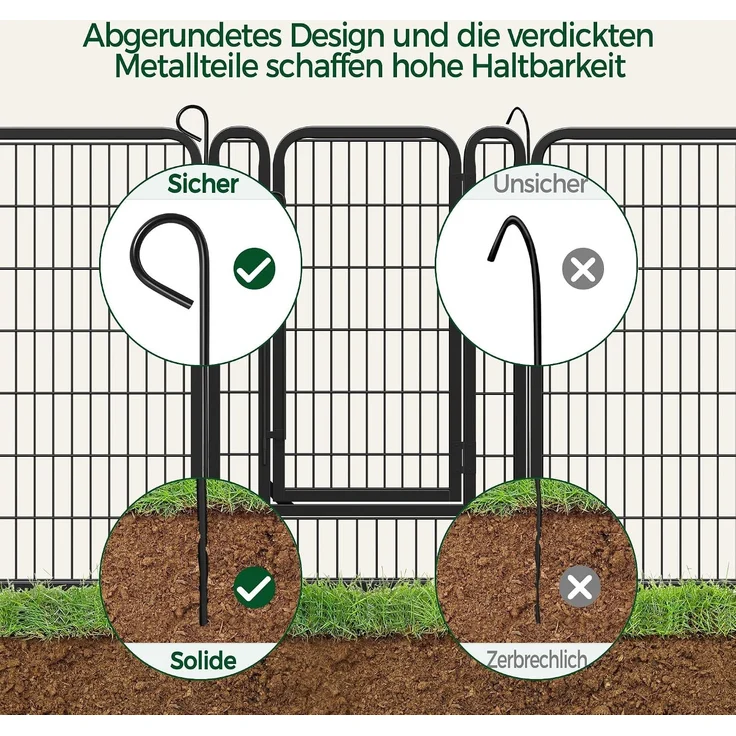 Yaheetech Hundezaun mit 2 Türen, Automatische Verriegelung, Faltbare Freigehege für Garten , 100 cm, 8 Teile – Bild 3