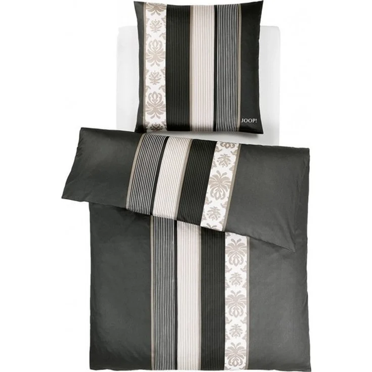 JOOP! Bettwäsche Ornament Stripes 4022 09 Schwarz Mako Satin 155 x 220 + 80 x 80 cm – Bild 2