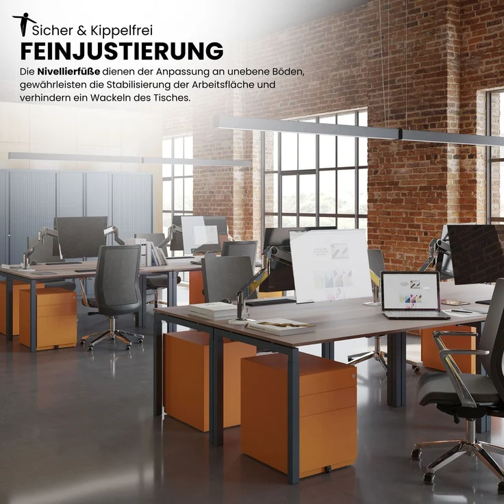 Bisley Cito Konferenztisch höhenverstellbar 240x120 cm, Tischplatte in Ahorn, U-Gestell in Silber - Besprechungstisch & Meetingtisch, großer Chef Schreibtisch XXL-Tisch, DUH2412-MP-355 – Bild 2