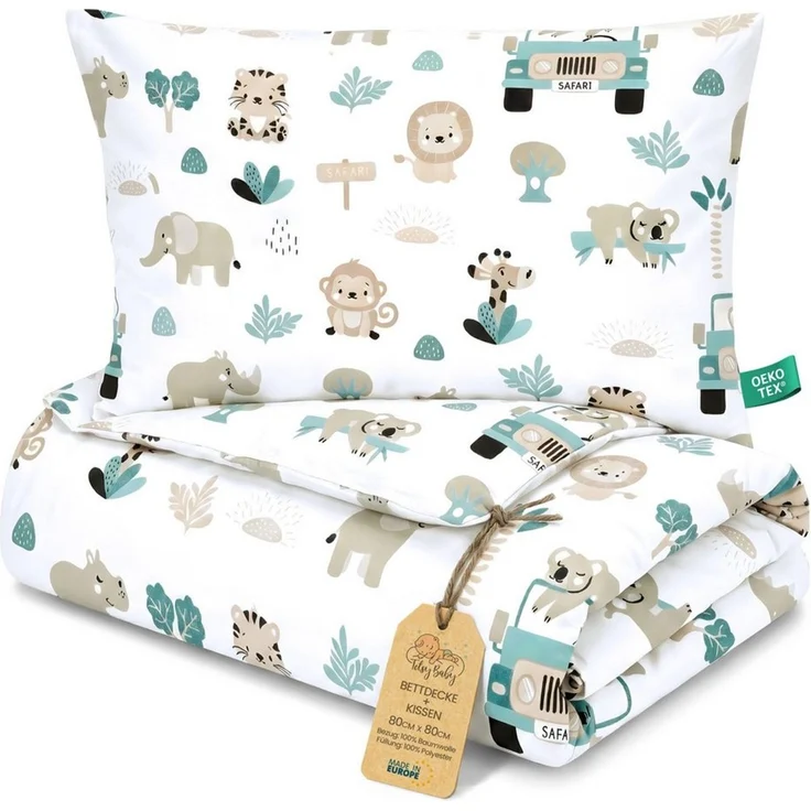 Totsy Baby Babybettwäsche Kinder Bettdecke ohne Bezug – Baby Decke und Kissen Set aus Baumwolle – Bild 1