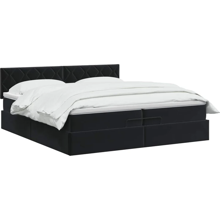 vidaXL Ottoman Bett mit Matratze Schwarz 200 x 200 cm Samt 3456653 – Bild 3
