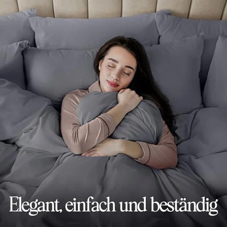 Utopia Bedding Bettwäsche 135x200 Set - Mikrofaser Bettbezug 135x200 cm + 1 Kissenbezug 80x80 cm - Grau – Bild 11
